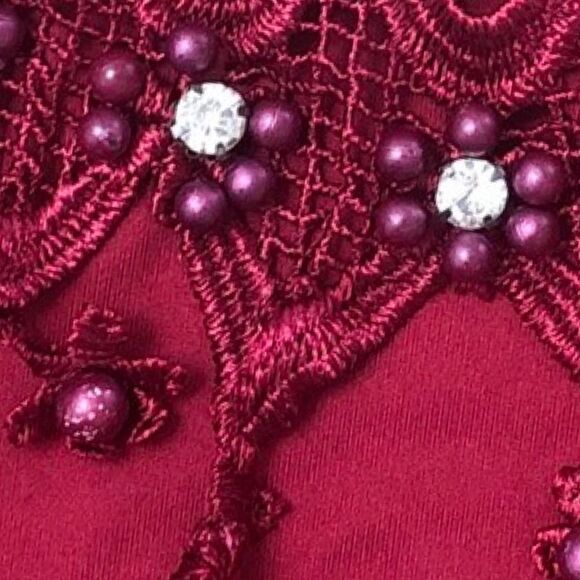 Dios Te Ama Tank Top Embellished Embroidered Red Silver - Picture 6 of 10